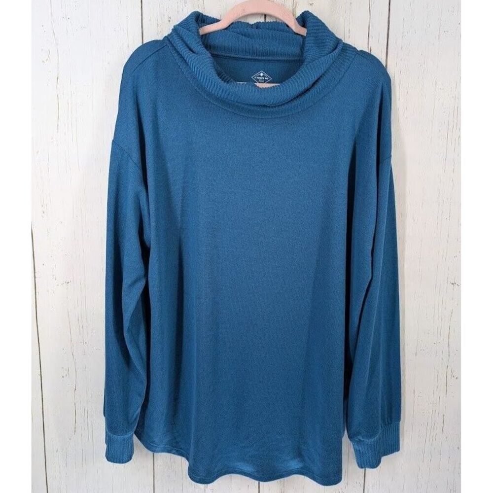 St Johns Bay‎ Size XL Blue Long Sleeve Womens Casual Knit Turtleneck Top